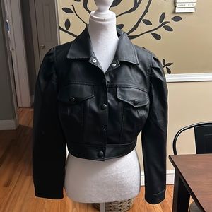 Adorable, black fashion nova size medium, faux leather crop jacket